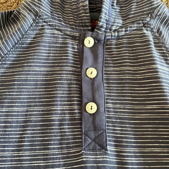 74AMK Boys Blue & White Striped Hooded L/S Shirt - Picture 2 of 6